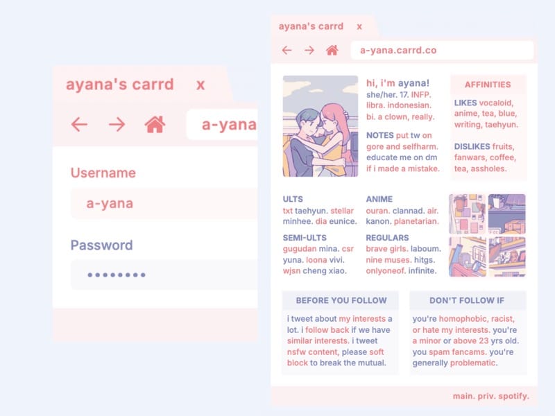 aesthetic carrd template flos preview