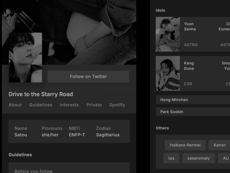 aesthetic carrd template shadow preview