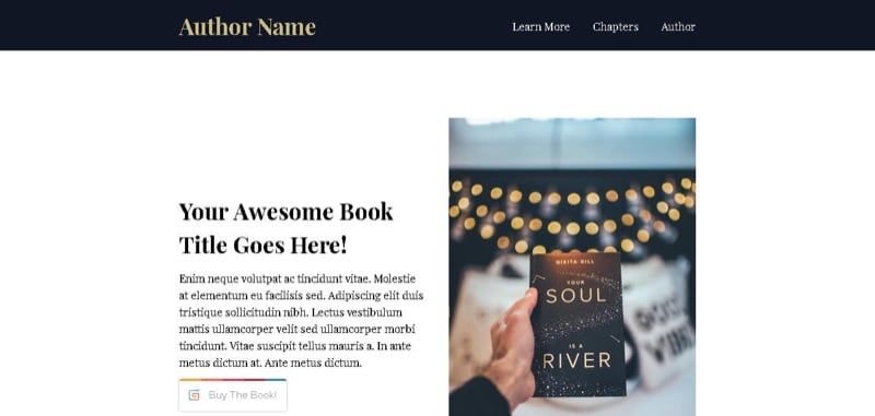 carrd template author book website