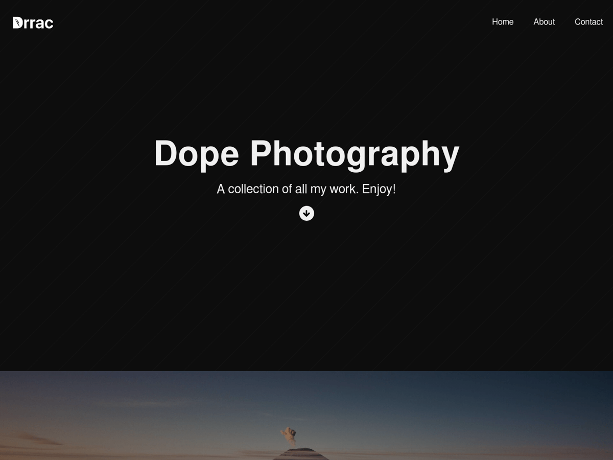 Screenshot of Carrd template Dope Photography