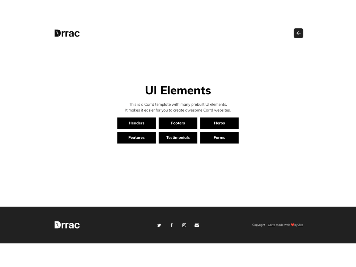 Screenshot of Carrd template UI Elements