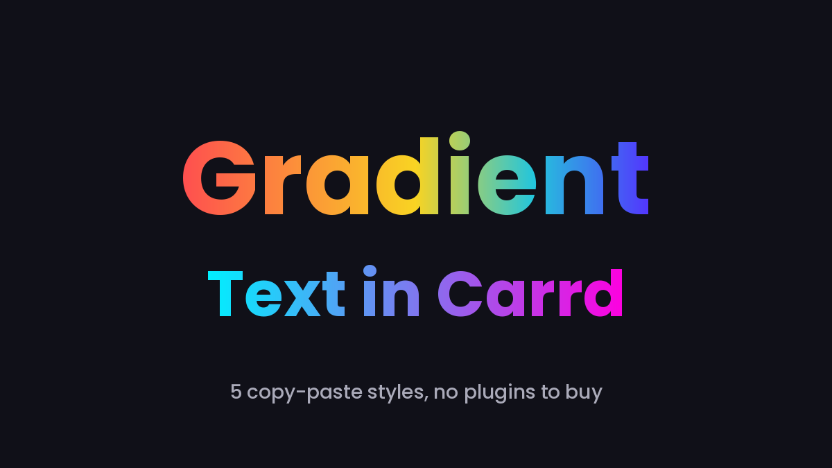 Colorful gradient text reading Gradient Text in Carrd on a dark background