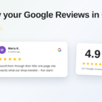 Headline Show your Google Reviews in Carrd above a five-star Google review card with gold stars