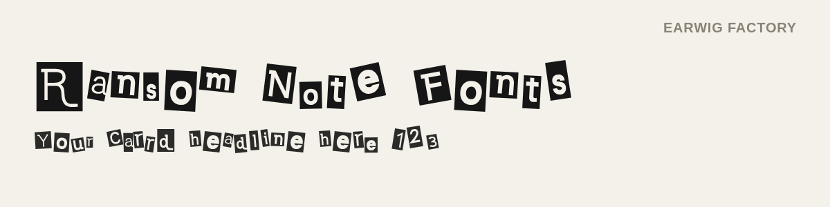 Earwig Factory font specimen: clean cut-out letters on white and black blocks