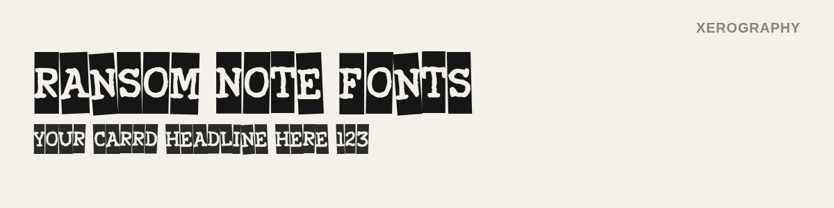 Xerography font specimen: bold photocopied capitals on black blocks